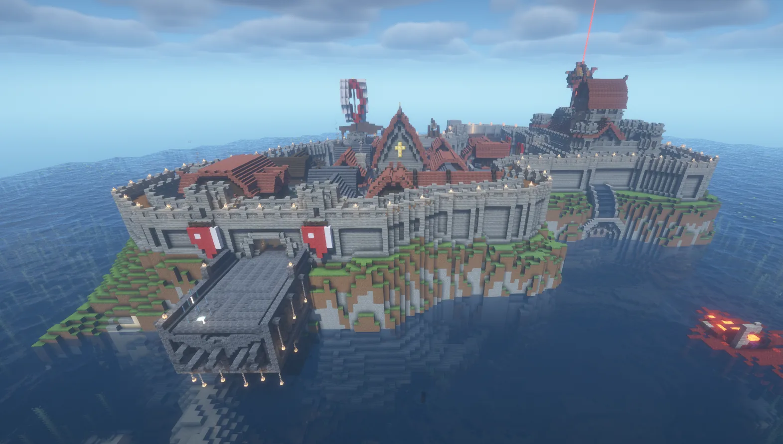 A fortified settlement on an island